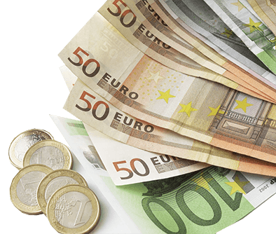 Euro banknotes and coins