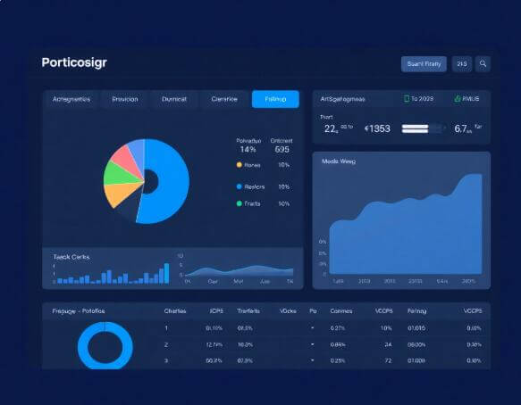 Digital dashboard showing portfolio allocation and performance